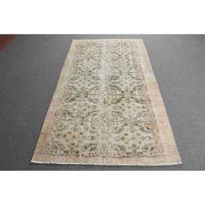 พรมขนาด 3.7x6.4 ฟุต, พรมวินเทจตุรกี, พรมขนสัตว์สีน้ำตาล - Product Image 1