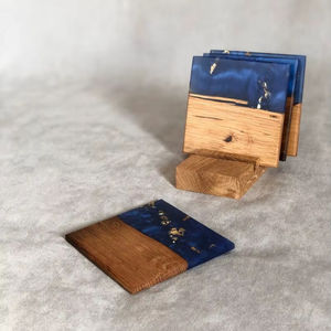 จานรองแก้วทำจากไม้และเรซินแบบชนบทที่รองแก้วสไตล์คลาสสิกสำหรับโครงการตกแต่งภายในที่กำหนดเองและการค้าระดับโลก - Product Image 1