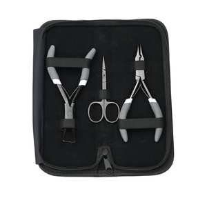 Kit d'outils pour extensions de cheveux, pince à micro-perles avec poignée en caoutchouc, mini-ciseaux pour extensions de cheveux, pince à ouvrir et à fermer les perles - Product Image 1