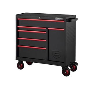 STANDARD Orange, Black 5-Drawer Rolling <b>Tool</b> <b>Cabinet</b> 29.14\" Wide 38.15\" High Industrial Grade Customizable OEM - Product Image 2