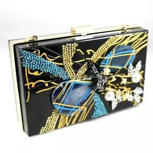 Latest Fashionable Indian Party Wear Resin Evening Clutch Purse Bag for Women available at best price from India