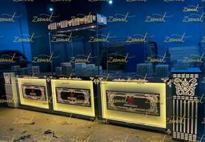 Table de buffet argentée en acier inoxydable pour mariage derniers comptoirs de nourriture élégants de mariage nouveau design comptoirs de nourriture de mariage - Product Image 2