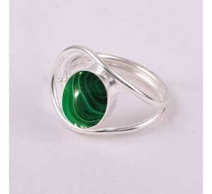 Bague en argent sterling 925 faite à la main avec malachite verte pour femmes et demoiselles d'honneur fête mode mariages et bijoux de style girly - Product Image 2