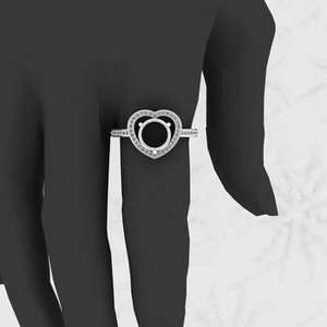 Meilleure vente 925 argent Sterling 8mm coeur Design Semi Mount Prong Setting Ring Ladies Love Symbol Jewelry Findings & Components - Product Image 6