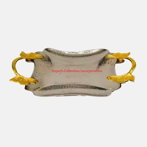 Plateau en métal de qualité supérieure Plateau de service alimentaire décoratif élégant avec poignée design Calla Lily Vente en gros pour la maison et les hôtels - Product Image 6