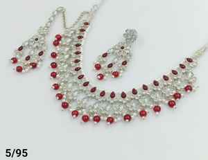 Nuevo diseño de flores Ad sin cortar plateado tradicional y de moda perla y Kundan tachonado gargantilla collar conjunto joyería conjunto Niña - Product Image 2