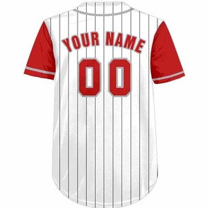 Custom Manufactured Unisex Baseball Jersey Short Sleeve Solid Digital Print Four-Way Stretch Breathable Quick Dry 100% Sports - Product Image 3
