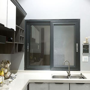 JBDhome Fenêtres coulissantes en aluminium inspirées du bateau en verre Portes coulissantes en aluminium noir avec fenêtres latérales - Product Image 5