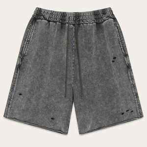 100% coton 330 GSM décontracté en détresse Shorts lavage à l'acide Streetwear personnalisé imprimé broderie hommes Vintage Shorts - Product Image 2