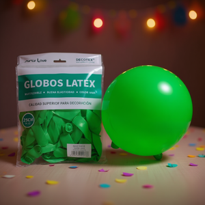 Globos de Látex Party Love de 25 cm, Verde Claro R10, para Decoración - Product Image 3