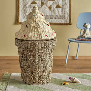 Cestas Tejidas a Mano para Bebés, Diseño de Helado de Gofre, Cestas Tejidas Dulces - Product Image 1