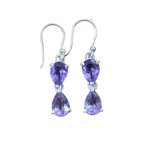 Pendientes clásicos de plata maciza 925, joyería para mujer, Plata de Ley 925, amatista, piedras preciosas, estilo bohemio, pendientes hechos a mano, regalo - Product Image 1