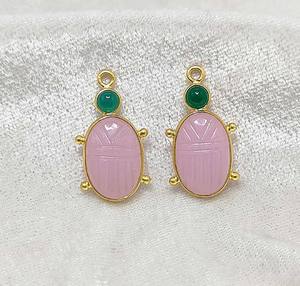 Magnifique pierre de chalcédoine rose 10x12mm en forme de pyramide, argent sterling, or vintage, certifiée IGI, boucles d'oreilles pendantes, cadeau de fiançailles - Product Image 1