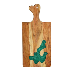 Planche à découper en bois de résine époxy la plus tendance Planche à fromage élégante et planche à charcuterie en résine bleue - Product Image 2