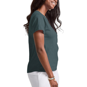 100% coton T-shirt femme coupe ajustée demi-manches col carré T-Shirt femme coton T-Shirt femme classique - Product Image 3