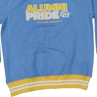 Sweatshirt Kustom SU Kuning dan Biru Langit Bordir Berkualitas Tinggi Musim Dingin 100% Katun Kerah Bulat Grosir Universitas