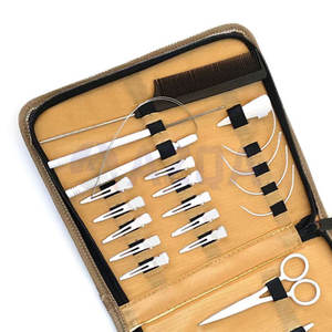 Professional White Finished <b>Hair</b> Extension <b>Tool</b> Kit with Pliers Loop <b>Tools</b> Crochet Hooks Scissors in Zipper Case - Product Image 3