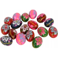 Œufs de Pâques en bois de hêtre européen peints à la main Efo Polish Premium - Ornements décoratifs 65x45mm - Décoration de Pâques en gros
