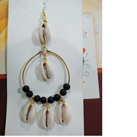 Boucles d'oreilles pendantes en coquillages naturels de cauris avec alliage de cuivre ambré, style bohème, bijoux de fête pour femmes