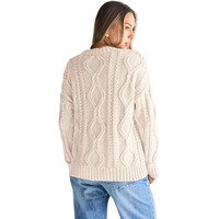 Pull-over d'hiver épais et respirant pour femme, col montant, en jacquard tricoté, style tendance, fabriqué en nylon/acrylique BD