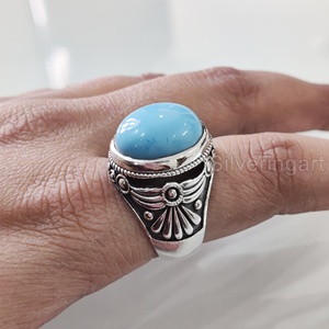 Wholesaler <b>Mans</b> <b>Ring</b> Natural Turquoise Gemstone December Birthstone <b>Ring</b> All Sizes Arabic Fine Jewelry 925 Sterling <b>Silver</b> <b>Ring</b> - Product Image 3