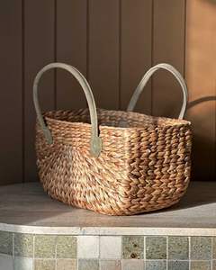 Stylish rattan basket with fabric lining suitable for gift <b>hamper</b> party decoration or <b>wedding</b> return favors - Product Image 1