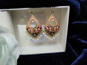 Traditional Ethnic <b>Earrings</b> Jewellery Party Favor Kundan Chandbali Pearl Hoop <b>Jhumka</b> Indian Pakistani Bridal <b>Earring</b> Bollywood - Product Image 5