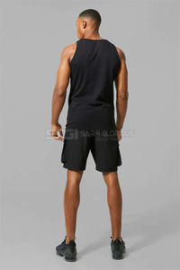 Singlet de sport noir pour homme en coton et élasthanne, débardeur d'entraînement sans manches, haut de fitness respirant et très extensible - Product Image 6