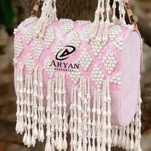 กระเป๋าคลัทช์งานแต่งงาน/งานกลางคืน งานฝีมือประณีต ลวดลายลูกปัดมุกหลากสี ดีไซน์หรูหรา รุ่นใหม่ล่าสุด - Product Image 1