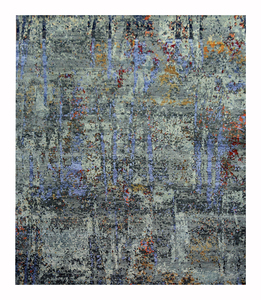 Tapis en soie sophistiqué de luxe fabriqué à la main Design abstrait moderne noué à la main pour le salon Tapis et ensembles élégants - Product Image 1