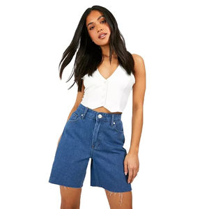 New Trendy 2025 Fashion Comfortable <b>Vintage</b> Blue Denim <b>Women</b> High Waist Baggy Denim Shorts <b>Jeans</b> OEM Serviced - Product Image 5