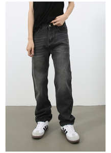 Pantalones Anchos Holgados para Hombre, Estilo Urbano, con Bordado, de Algodón, Vintage, Desgastados - Product Image 5