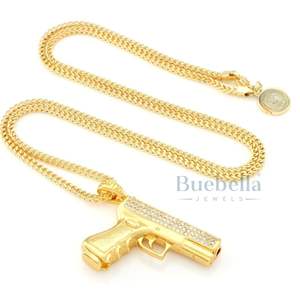 Collier à pendentif en or inspiré de la rue urbaine avec moissanite VVS glacée bijoux de mode Hip Hop audacieux avec pendentifs et breloques - Product Image 2