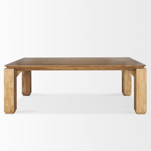 Mesa de Comedor Moderna de Madera de Mango Maciza con Acabado Natural, Estilo Flotante, Tapa Cónica, Patas Plegables, para Hogar, Cocina, Restaurante u Oficina - Product Image 3