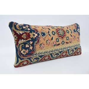 Coussin en laine multicolore vintage Paisley Patchwork 12x24 pouces Coussin décoratif Portable Literie pour Noël pour utilisation au sol - Product Image 3