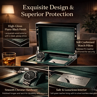 Boîte à montre personnalisée pour homme, boîte d'emballage de montre en cuir de luxe avec insert en coussin pour la présentation de cadeaux de marque, boîte de montre de luxe