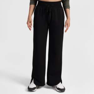 Pantalones Casuales Negros Flexibles de Cintura Alta y Pierna Ancha, Estilo Transpirable - Product Image 1