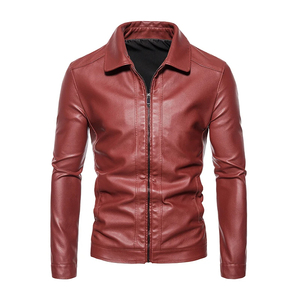 Chaqueta de Hombre de Cuero Genuino y Lona con Cuello Alto, Transpirable, Resistente al Viento, con Cremallera, Estilo Casual para Invierno, en Oferta - Product Image 1