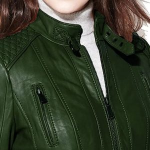 Gabardina de lana ajustada para mujer con relleno de plumas Chaqueta de cuero de estilo de moda para adultos - Product Image 2