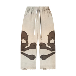 Pantalones Deportivos de Felpa de Algodón Grueso de Alta Calidad, 380 GSM, Tela Cepillada Premium, Color Verde Oliva Lavado, Chenilla Bordada, Logotipo Personalizado - Product Image 4