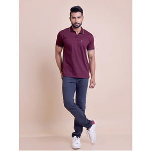 เสื้อยืดผ้าฝ้ายเมอร์เซริสสำหรับคอโปโลแขนครึ่งท่อนใส่สบายสไตล์คลาสสิกมีสไตล์ใส่สบายเนื้อผ้าฝ้าย100% เข้ารูปสีพื้น - Product Image 1