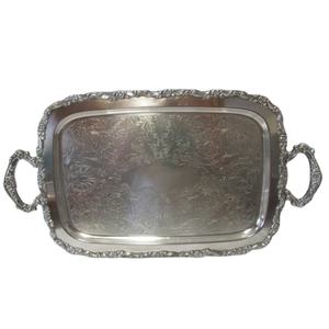 Plateau de service alimentaire fait main en acier inoxydable de taille moyenne avec poignées, parfait pour le service de restauration rapide à la maison de mariage avec poignées - Product Image 1