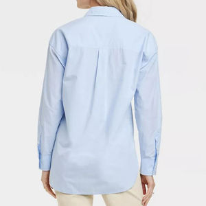 เสื้อเชิ้ตผู้หญิงทรงปกติ สไตล์ลำลอง ผ้าถัก สีขาว ผ้าฝ้าย 100% แขนยาว ติดกระดุม สำหรับผู้หญิง - Product Image 4