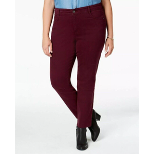 Jeans da Donna Style & Co a Gamba Dritta in Denim Color Vino Taglia 16 con Effetto Contenitivo e Elemento di Moda Semplice - Product Image 1