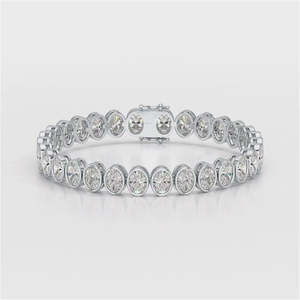 Bracelet de tennis plaqué or blanc 14k pour femme diamants ovales cultivés en laboratoire E couleur VVS clarté bijoux de luxe de haute qualité - Product Image 5