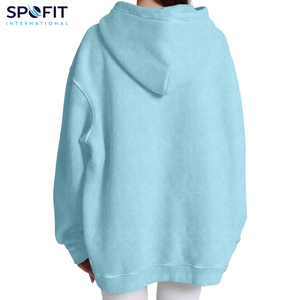 OEM Service Streetwear femmes lavage à l'acide à capuche manches longues solide tricoté goutte épaule lavage à l'acide femmes sweats à capuche 2025-2026 - Product Image 3