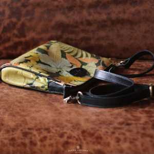 Best Quality Djoen Leather Botanical Art <b>Clutch</b> <b>Bag</b> Handmade Genuine Leather Sling Purse with <b>Vintage</b> Nature-Inspired Leaf Print - Product Image 4