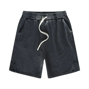 Vente en gros de shorts personnalisés 100% coton délavés à l'acide pour hommes, style vintage, design brodé décontracté, taille de logo personnalisable avec cordon de serrage - Product Image 3