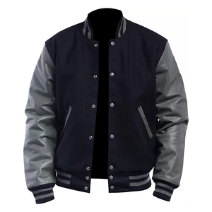 OEM Custom <b>Patch</b> Chenille Embroidery Leather Sleeve Vintage Baseball Bomber Letterman <b>Jacket</b> for Men - Product Image 3