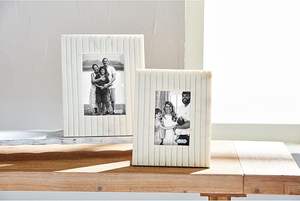 High Quality Handcrafted Waterproof for Marble <b>Photo</b> <b>Frame</b> Beige Striped Design Tabletop Installation Enhances - Product Image 6